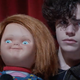 The Chucky doll grins menacingly next to a young co-star in this image from his new TV series.